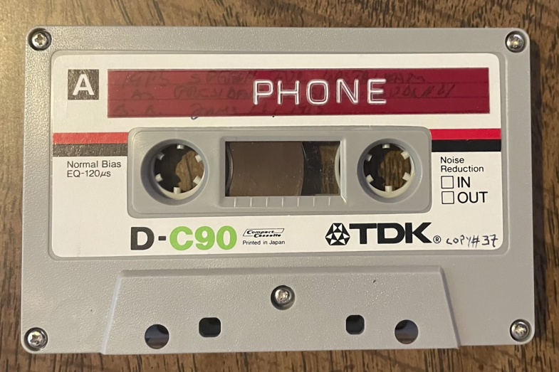 photograph of a cassette tape titled Phone